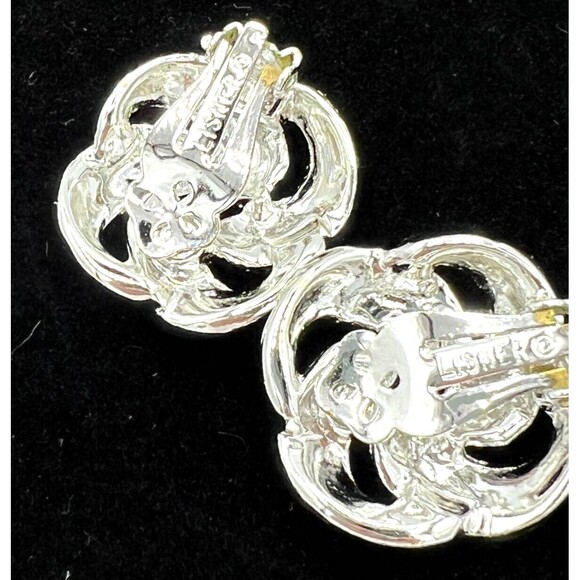 Lisner Clip On Earrings Silver Tone Vintage Textured Leaf Knot Gorgeous - Picture 3 of 5